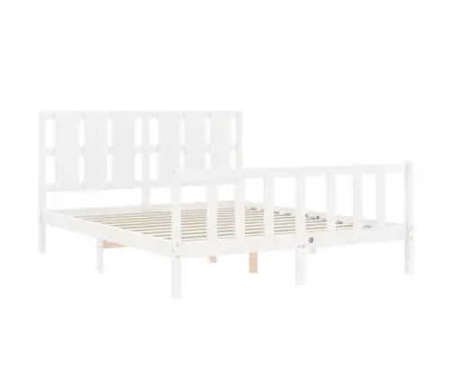 Gultas Rāmis Ar Galvgali, King Size Izmērs, Masīvkoks, Balts Vidaxl