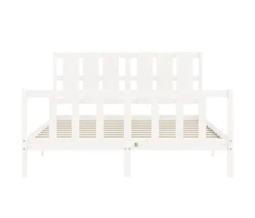 Gultas Rāmis Ar Galvgali, King Size Izmērs, Masīvkoks, Balts Vidaxl