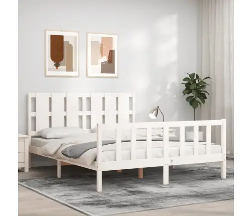 Gultas Rāmis Ar Galvgali, King Size Izmērs, Masīvkoks, Balts Vidaxl