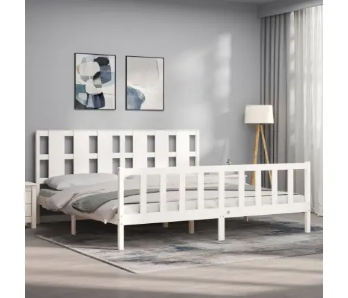 Lovos Rėmas Su Galvūgaliu, Baltas, 180X200cm Medienos Masyvas