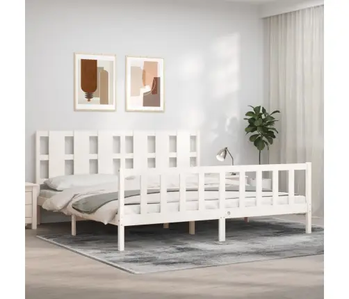 Lovos Rėmas Su Galvūgaliu, Baltas, 180X200cm Medienos Masyvas