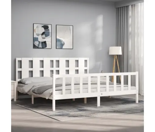 Voodiraam Ilma Madratsita, Valge, 200 X 200 cm Männipuit