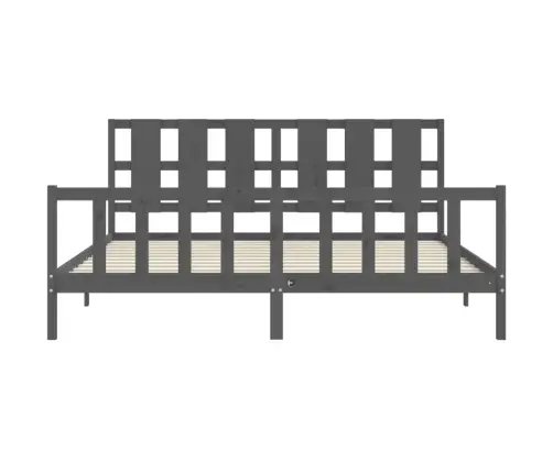 Gultas Rāmis Ar Galvgali, 200X200 Cm, Masīvkoks, Pelēks Vidaxl