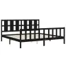 Gultas Rāmis Ar Galvgali, Melns, 200X200 Cm, Masīvkoks Vidaxl