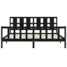 Gultas Rāmis Ar Galvgali, Melns, 200X200 Cm, Masīvkoks Vidaxl