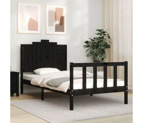 Voodiraam Peatsiga, Must, 100 X 200 cm Täispuit