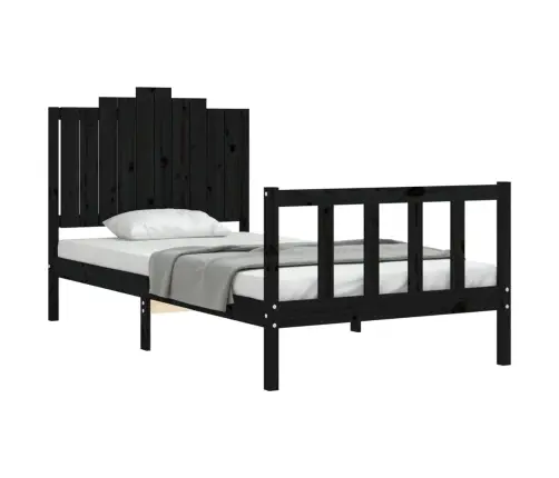 Voodiraam Peatsiga, Must, 100 X 200 cm Täispuit