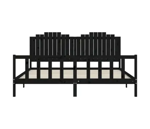 Voodiraam Peatsiga, Must, 200 X 200 cm Täispuit