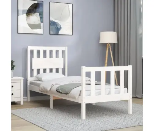 Voodiraam Peatsiga, Valge, Täispuit