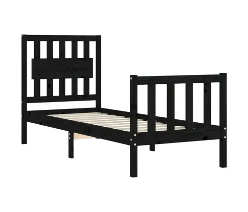 Gultas Rāmis Ar Galvgali, Vienvietīgs, Masīvkoks, Melns Vidaxl