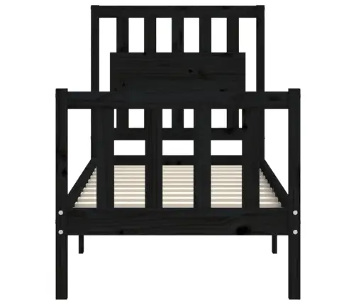 Gultas Rāmis Ar Galvgali, Vienvietīgs, Masīvkoks, Melns Vidaxl