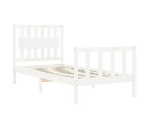 Lovos Rėmas Su Galvūgaliu, Baltas, Medienos Masyvas, Vienvietis