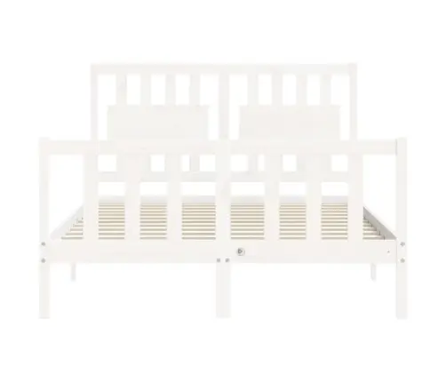 Gultas Rāmis Ar Galvgali, Balts, Divvietīgs, Masīvkoks Vidaxl