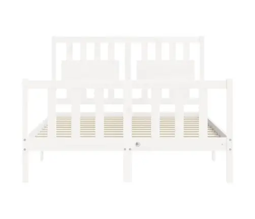 Gultas Rāmis Ar Galvgali, Balts, Divvietīgs, Masīvkoks Vidaxl