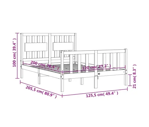 Lovos Rėmas Be Čiužinio, Baltas, 120X200cm Pušies Masyvas