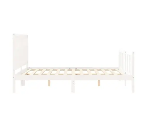 Gultas Rāmis Ar Galvgali, King Size Izmērs, Masīvkoks, Balts Vidaxl
