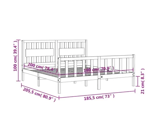 Gultas Rāmis Ar Galvgali, Super King Size, Masīvkoks, Balts Vidaxl