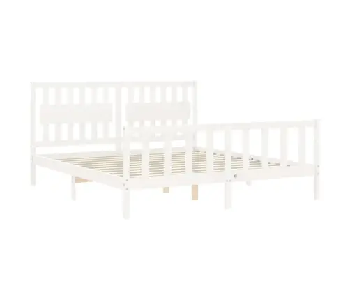 Gultas Rāmis Ar Galvgali, Super King Size, Masīvkoks, Balts Vidaxl