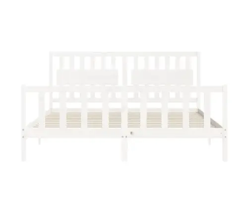 Gultas Rāmis Ar Galvgali, Super King Size, Masīvkoks, Balts Vidaxl