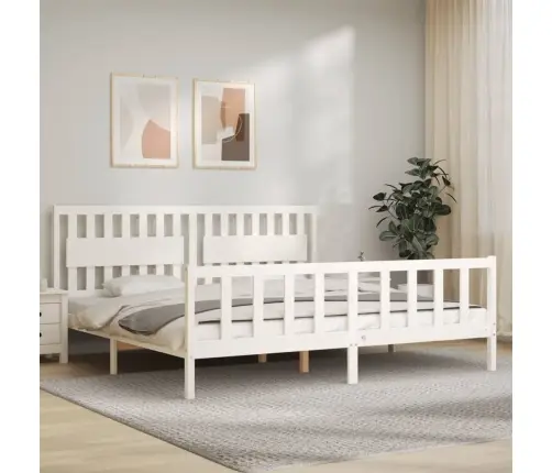 Voodiraam Ilma Madratsita, Valge, 200 X 200 cm Männipuit