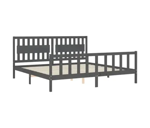 Gultas Rāmis Ar Galvgali, 200X200 Cm, Masīvkoks, Pelēks Vidaxl