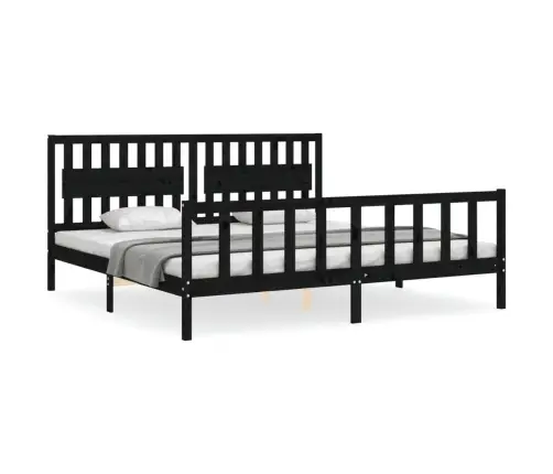 Voodiraam Peatsiga, Must, 200 X 200 cm Täispuit