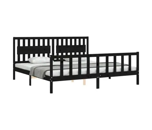 Voodiraam Peatsiga, Must, 200 X 200 cm Täispuit