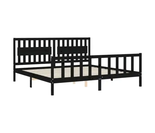 Voodiraam Peatsiga, Must, 200 X 200 cm Täispuit