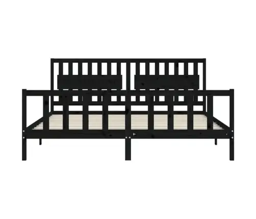 Voodiraam Peatsiga, Must, 200 X 200 cm Täispuit