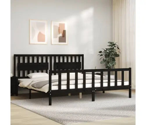 Voodiraam Peatsiga, Must, 200 X 200 cm Täispuit