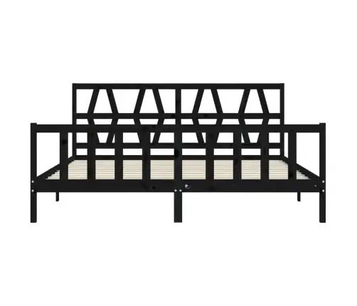 Lovos Rėmas Su Galvūgaliu, Juodas, 200X200cm Medienos Masyvas