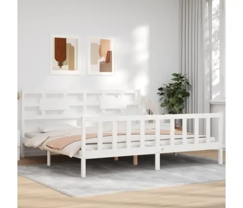 Gulta Bez Matrača, Balts, 200X200 Cm, Priedes Masīvkoks Vidaxl