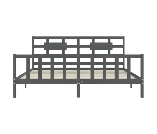 Gultas Rāmis Ar Galvgali, 200X200 Cm, Masīvkoks, Pelēks Vidaxl