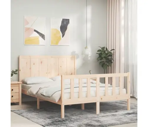 Gultas Rāmis Ar Galvgali, Divvietīgs, Masīvkoks Vidaxl