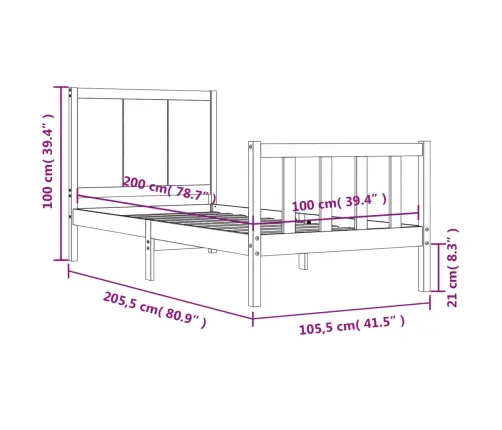 Lovos Rėmas Be Čiužinio, 100X200cm Pušies Medienos Masyvas