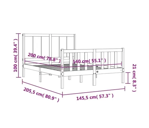 Voodiraam Ilma Madratsita, 140 X 200 cm Männipuit
