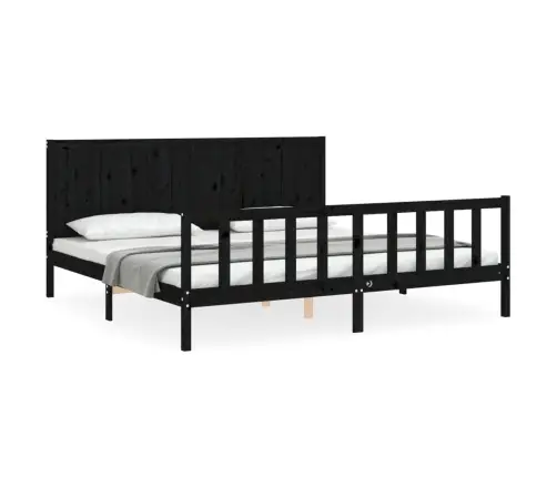 Voodiraam Peatsiga, Must, 200 X 200 cm Täispuit