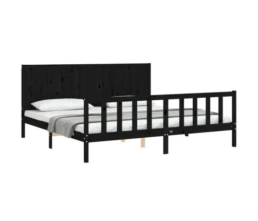 Voodiraam Peatsiga, Must, 200 X 200 cm Täispuit