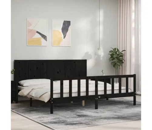 Voodiraam Peatsiga, Must, 200 X 200 cm Täispuit