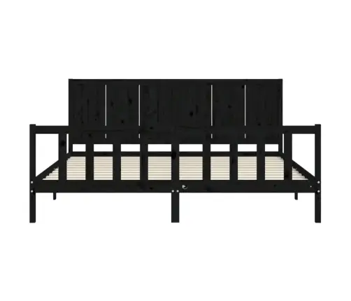 Voodiraam Peatsiga, Must, 200 X 200 cm Täispuit