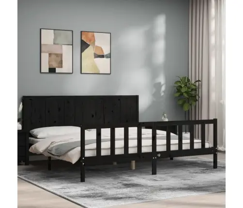 Voodiraam Peatsiga, Must, 200 X 200 cm Täispuit