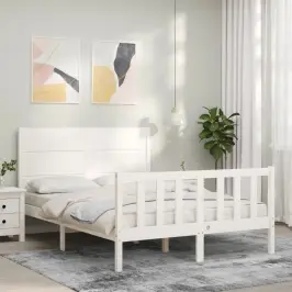 Voodiraam Ilma Madratsita, Valge, 140 X 190 cm Männipuit