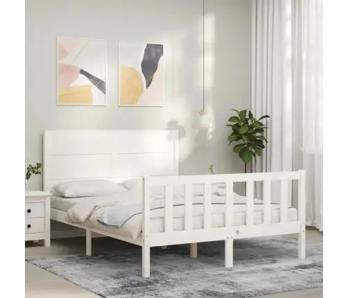 Voodiraam Ilma Madratsita, Valge, 140 X 190 cm Männipuit