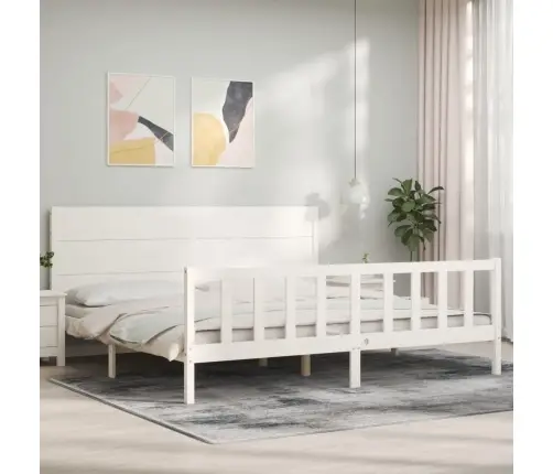 Gulta Bez Matrača, Balts, 200X200 Cm, Priedes Masīvkoks Vidaxl