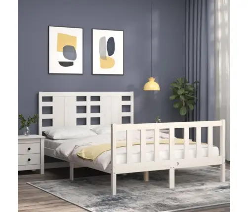 Voodiraam Peatsiga, Valge, Täispuit