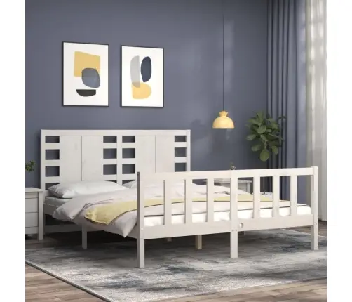 Voodiraam Peatsiga, Valge, Täispuit