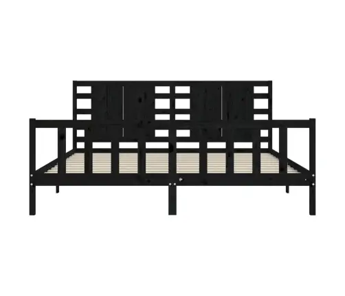 Lovos Rėmas Su Galvūgaliu, Juodas, 200X200cm Medienos Masyvas