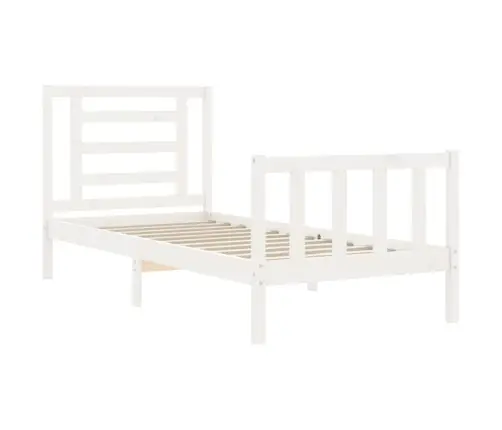 Lovos Rėmas Su Galvūgaliu, Baltas, Mediena, Mažas Vienvietis