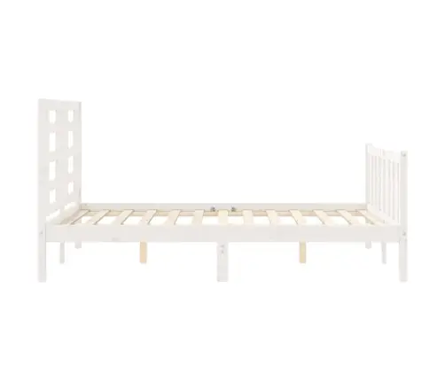 Gultas Rāmis Ar Galvgali, Balts, Divvietīgs, Masīvkoks Vidaxl