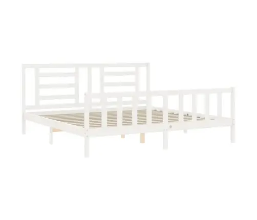 Gultas Rāmis Ar Galvgali, Super King Size, Masīvkoks, Balts Vidaxl
